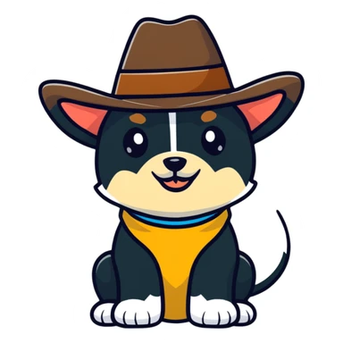 Dog with cowboy hat sticker