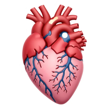 Anatomical heart, soft pink color from reference, light, iOS emoji style sticker