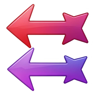 color gradient between red and purple glitter arrow left sticker