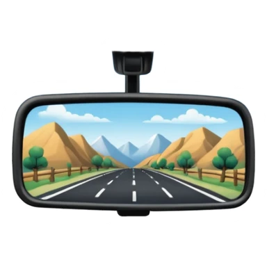 Full scenery in the rearview mirror of a truck sticker