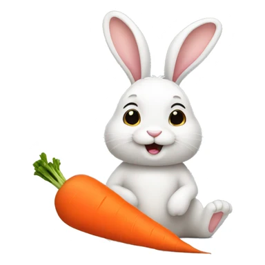 full body bunny eating a carrot  sticker