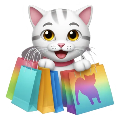 happy gay cat with shopping bags sticker