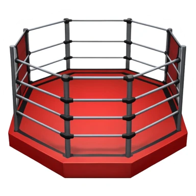 MMA cage arena object icon, octagon fighting cage with metal fence walls, padded corner posts, professional combat arena, 3D cartoon style, mobile game icon style, centered, clean background, no people, no text, no watermark
 sticker