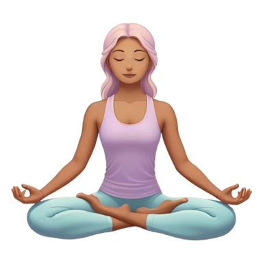 A peaceful person practicing yoga on a calm sea beach at sunrise, in a serene meditative pose. Soft pastel colors surround the scene, with gentle waves in the background and smooth, flowing lines representing balance and tranquility. The atmosphere feels centered and mindful. sticker