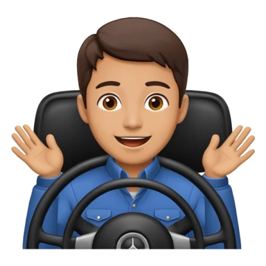 driver with simple face at steering wheel excited expression sticker