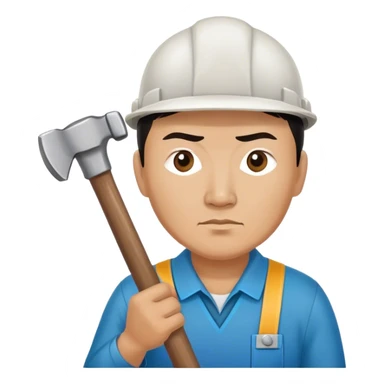 serious kazakh worker middle age photorealistic with hammer sticker