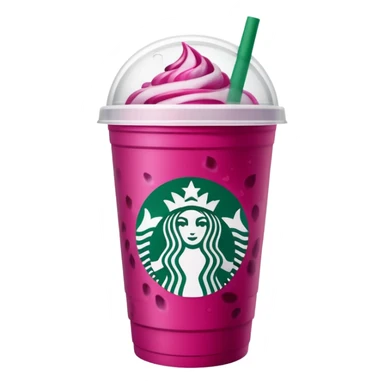 Starbucks dark pink dragonfruit refresher. white lid. starbucks logo. sticker