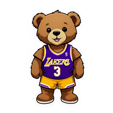 Teddy Bear in LA Laker jersey sticker
