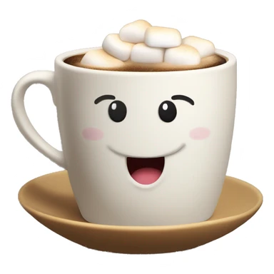 Coffee with marshmallow in a New Year's mug sticker