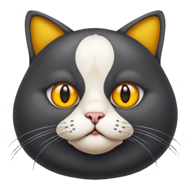 Un gato negro gordito con los ojos de color amarillos sentado sticker