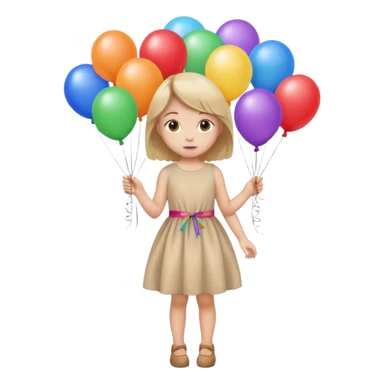 birthday small  girl in biege  + baloons sticker
