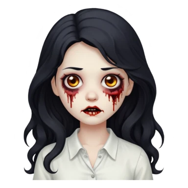 garota zumbi com cabelo preto ondulado longo blusa BRANCA sticker