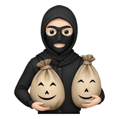 Thief in black mask holding sack sticker