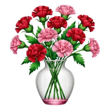 bouquet of green red and pink carnations in a glass vase sticker