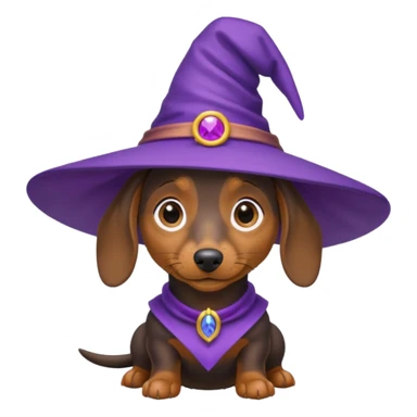 Dachshund dog wear purple wicth hat sticker