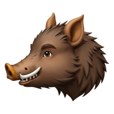 Wild boar face side view with long tusks emoji realistic sticker