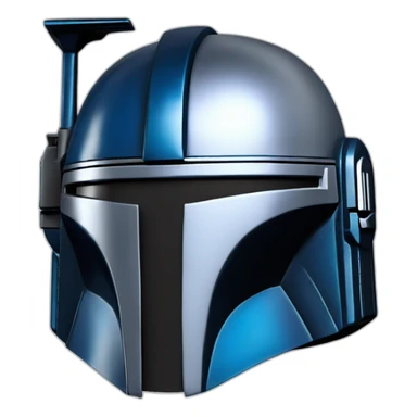 blue and silver mandalorian helmet with black center looking forward sticker