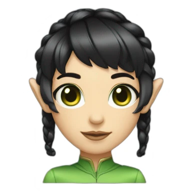 black short hair, two short braids, elf ears, robot antennae green eyes,  sticker