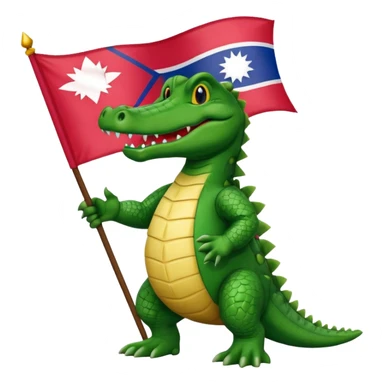 an alligator with the flag of Nepal in his right hand sticker