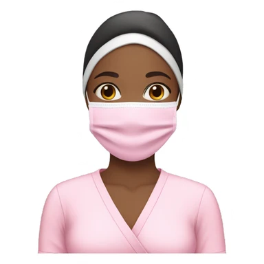 A girl wearing a spa band and with a pink facial mask  sticker
