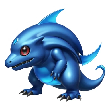 Dusky Glossy Oil-Sheen Blackened Blue Pokémon-Fakémon-Digimon-Creature, (full body) sticker