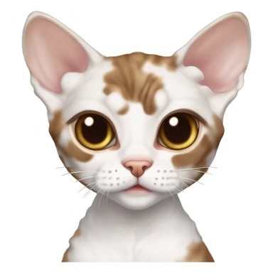 Koritsa is a playful and cuddly brown and white Devon Rex with curly fur and big, expressive eyes. She loves laps, cozy blankets, and brightening your day with her gentle purrs. sticker