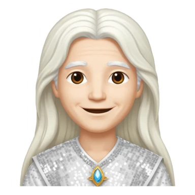 God from The Bible with long white hair, white sequin outfit sticker