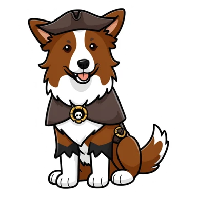 Border collie marrom usando fantasia de pirata  sticker