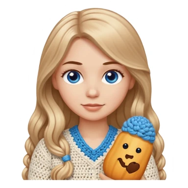 White Girl with long light brown slightly blonde ish hair and blue eyes who likes crocheting sticker