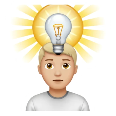 uma pessoa pensando e surge uma boa ideia na lampada sticker