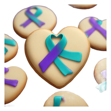 Heart cookie, teal purple suicide awareness ribbon sticker