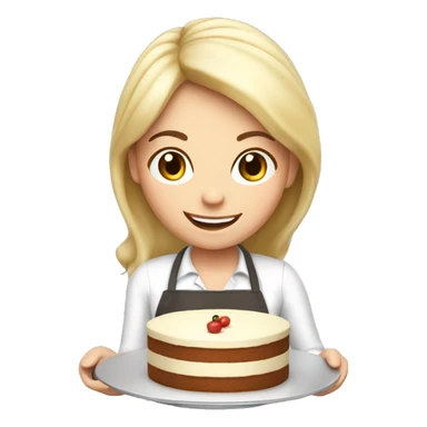 happy white girl cooking holding food cake  sticker