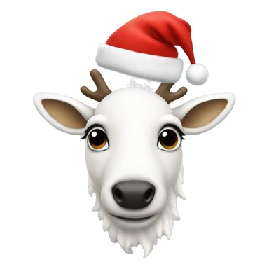 white-reindeer with christmas hat sticker