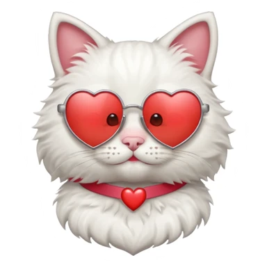 a cute white cat wearing heart sunglasses while smilling sticker