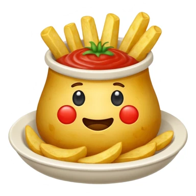 Generar papas fritas sueltas con un botecito de catsup a su lado sticker