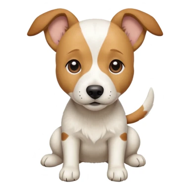 a full body facing front on of a buff white beagle cross jack russell terrier looking dog the size of a kelpie with light brown long ears resting on its face and a light brown patch above one eye and a large snout. the rest of the dog is completely white.  sticker