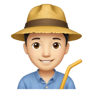 Chinese guy stereotype with straw hat and little eyes yellow guy not black sticker