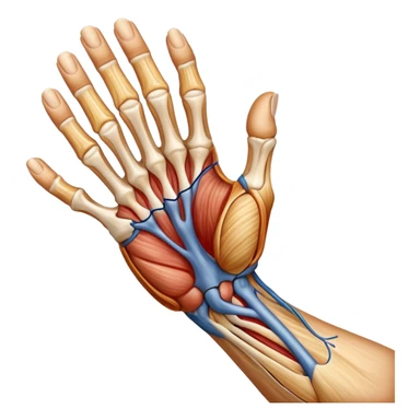 Hand holding a tendon anatomy diagram sticker