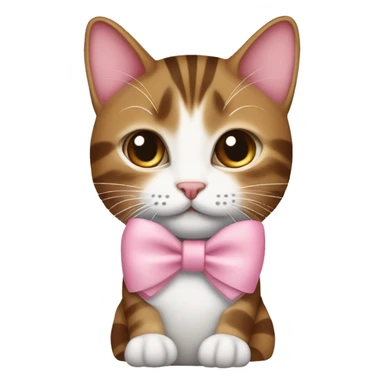 Brown tabby and white cat with a baby pink bow  sticker