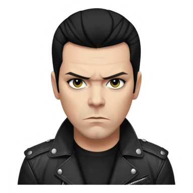 Richard Kruspe, rockstar attitude, dark hair, hint of eyeliner, black jacket sticker