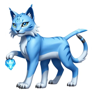 A blue lynx-fakemon-Digimon-creature-hybrid sticker