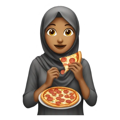 A girl with hijab eating pizza sticker