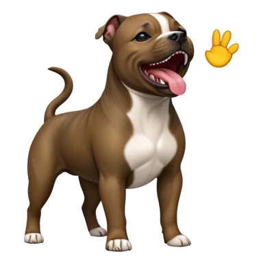cinematic-[yawning Staffordshire bull terrier]-realistic-full-body-standing-emoji,-tail-resting-loosely-beside-its-paws,-head-tilted-dramatically, -sleek-[dark solid brindle]-fur,-simplified-yet-realistic-focused-features,-highly-detailed,-glowing-with-an-almost-sarcastic-glow sticker