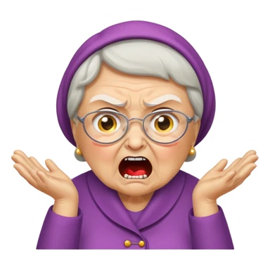 make me an emoji of an angry british granny yelling at a kid for pronouncing a word incorrectly sticker