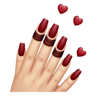 Emoji manucure main beige et nail art sur les ongles de couleur rouge foncé  sticker