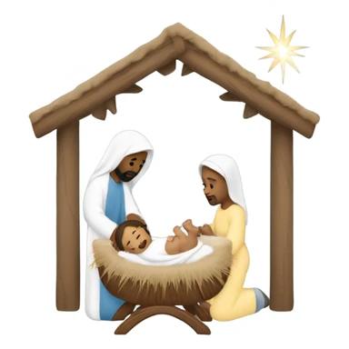 Manger scene with white Joseph Mary and baby Jesus sticker