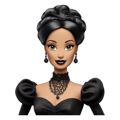 1899 Victorian Debut Barbie CC,Morticia Addams,modeling, sparkling black octopus dress  sticker