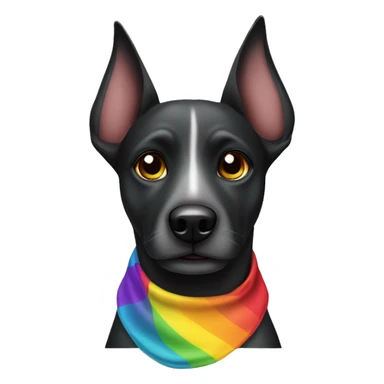 black head mongrel dog with rainbow bandana  sticker