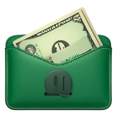 green wallet with dollars sticker