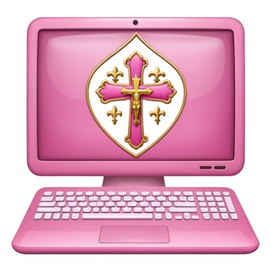 make a catholic computer with very girly pink tones sticker